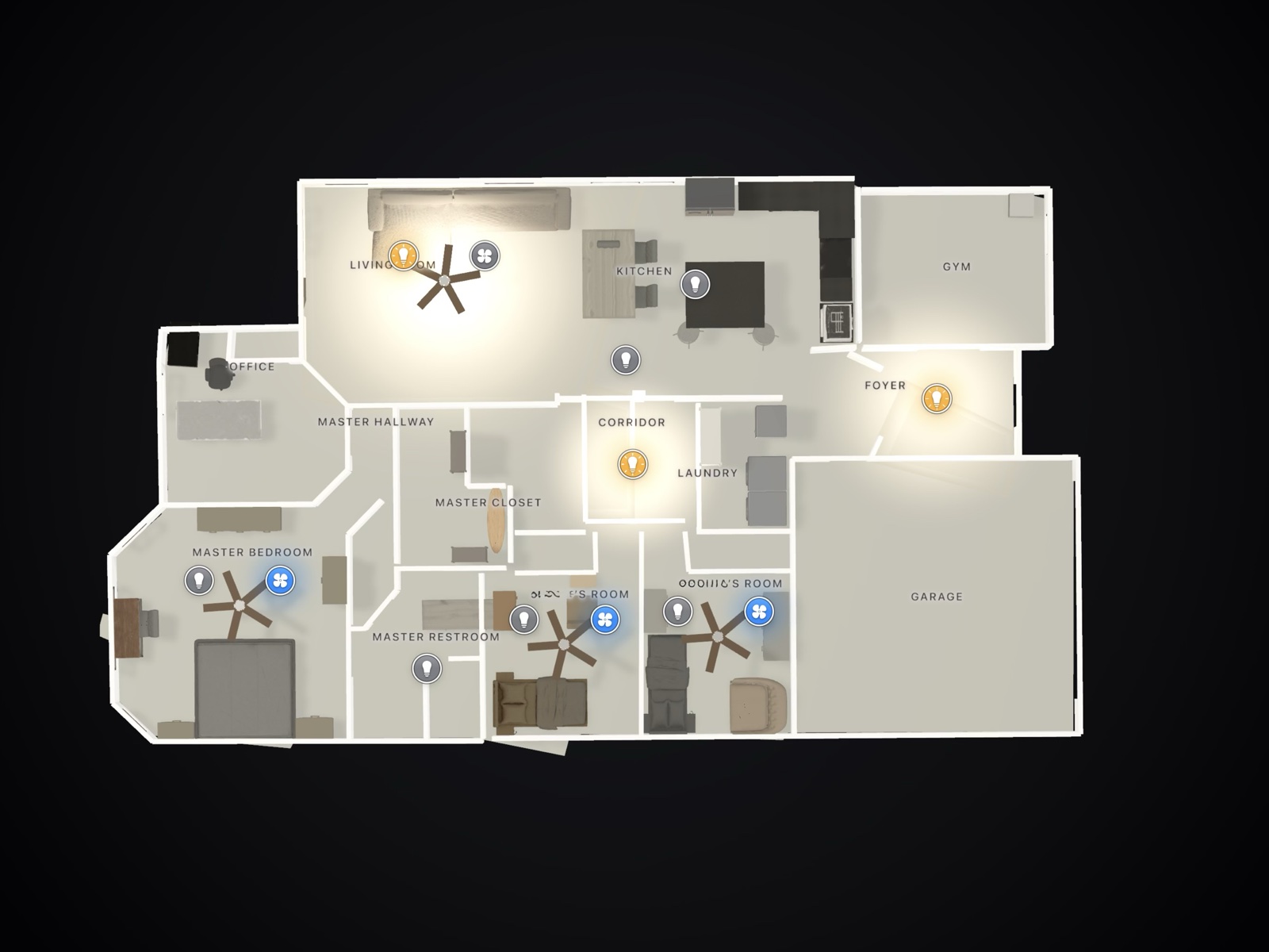 The home twin at a glance on a dark dashboard